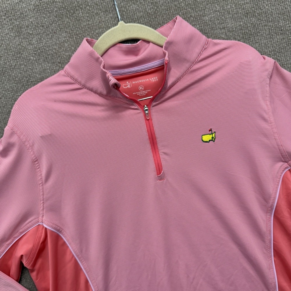 Masters Magnolia Lane Tech 1/4 zip Women's Size XL Pink Striped